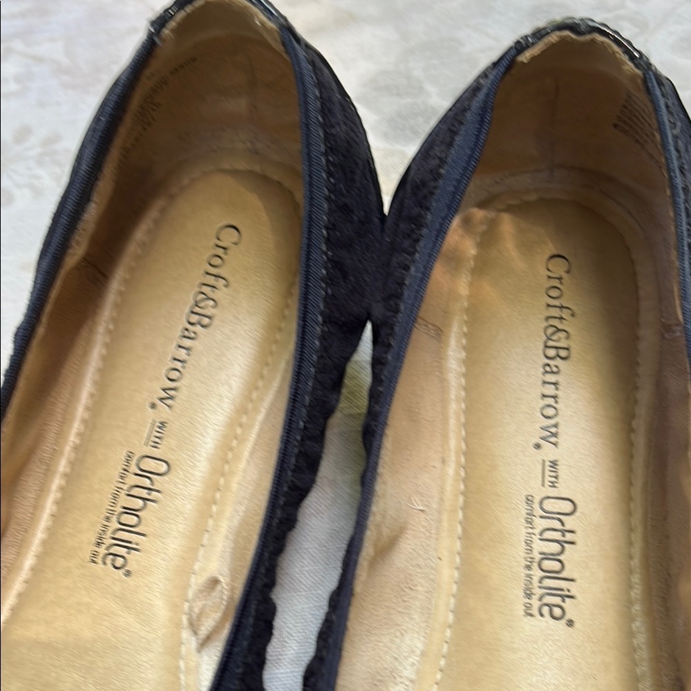 Croft & Barrow with Ortholite Dark Blue Ballet Flats with Patent Toe - Picture 9 of 12